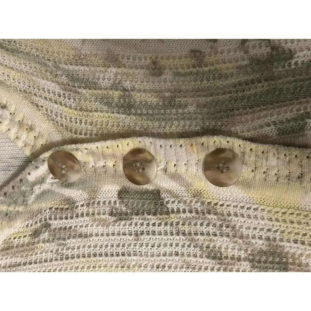 Northern Reflections Neutral Print 3-Button Cardigan Sweater Size S Lightweight - Picture 10 of 13